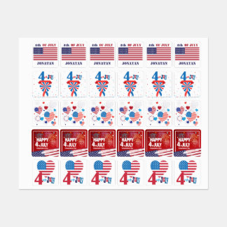 4. Juli American USA Flag Patriotic Etiketten