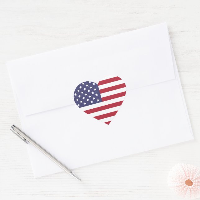 4. Juli American USA Flag Patriotic Herz-Aufkleber (Umschlag)