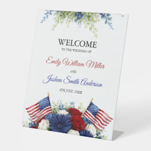 4. Juli-Americana-Hochzeitsbegrüßung Sockelschild