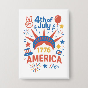 4. Juli Amerika 1776 Freiheitsstatue Button