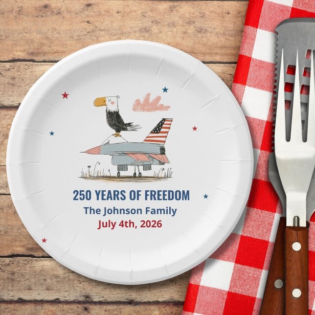 4. Juli Amerika 250. Adler-Jet-Kampfflugzeug Pappteller (Von Creator hochgeladen)