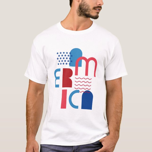 4. Juli Amerika geometrisch T-Shirt (Vorderseite)