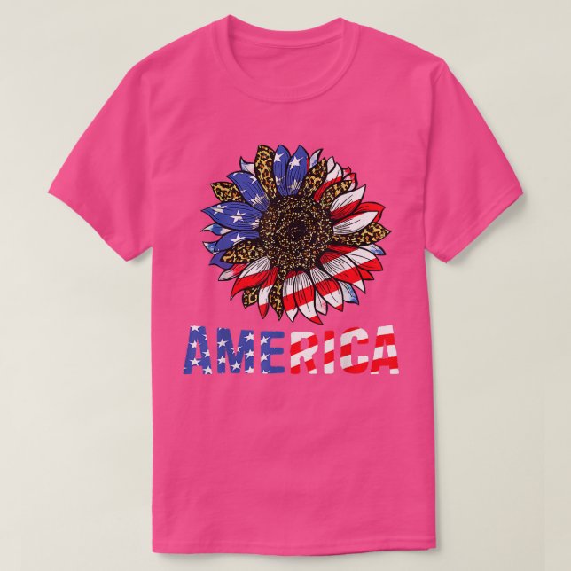 4. Juli Amerika Sonnenblume USA Patriotisches Amer T-Shirt (Design vorne)