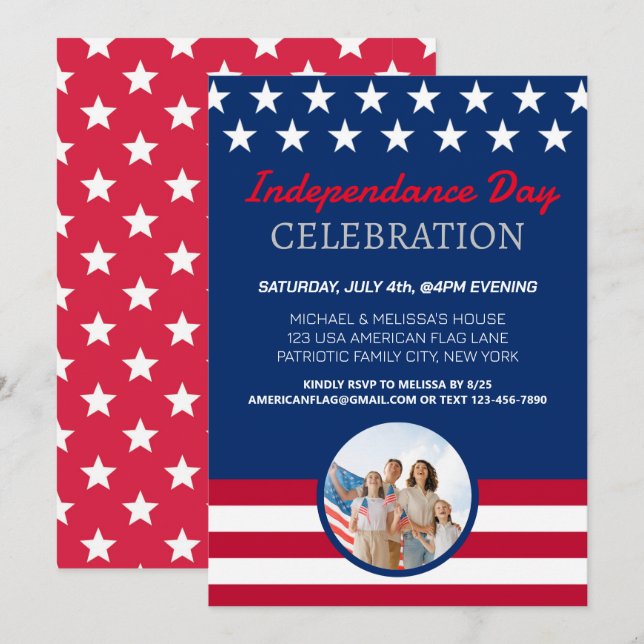 4. Juli Amerika - Unabhängigkeitstag - Party Einladung (Vorne/Hinten)