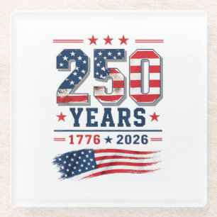 4. Juli Amerika US-Flagge Patriotisch 250. Jubiläu Glasuntersetzer