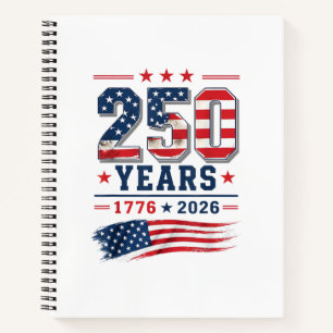 4. Juli Amerika US-Flagge Patriotisch 250. Jubiläu Notizbuch