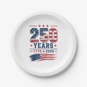 4. Juli Amerika US-Flagge Patriotisch 250. Jubiläu Pappteller