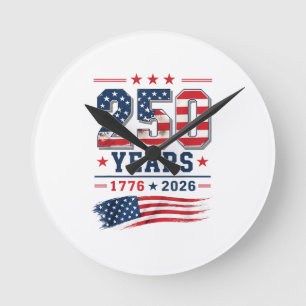 4. Juli Amerika US-Flagge Patriotisch 250. Jubiläu Runde Wanduhr