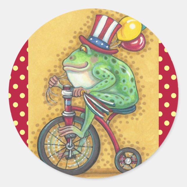 4. JULI AMERIKANA FROG STICKER Runde, Blatt (Vorderseite)