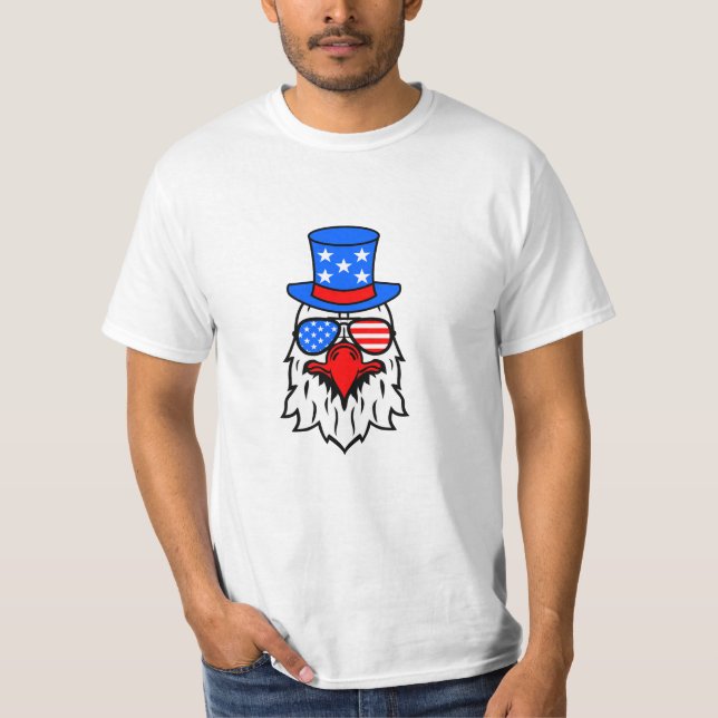 4. Juli Amerikanische Adlerflagge - Unabhängigkeit T-Shirt (Vorderseite)