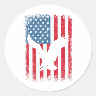 4. Juli Amerikanische Adlerflagge USA Unabhängigke Runder Aufkleber
