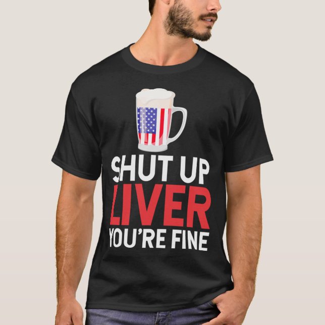 4. Juli Amerikanische Fahne USA Patriotic Beer T-Shirt (Vorderseite)