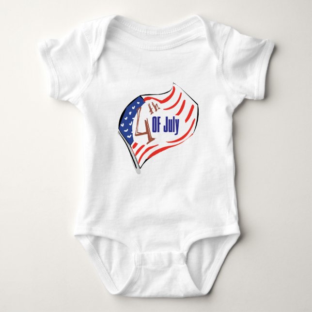 4. Juli Amerikanische Flagge Baby Strampler (Vorderseite)