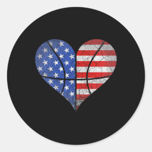 4. Juli Amerikanische Flagge Bysketbyll Heart Usa Runder Aufkleber