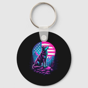 4. Juli Amerikanische Flagge Howling Wolf unter US Schlüsselanhänger