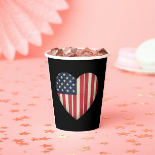 4. Juli Amerikanische Flagge Patriotisch USA Stern Pappbecher