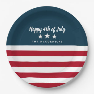 4. Juli Amerikanische Flagge Personalisiertes Part Pappteller