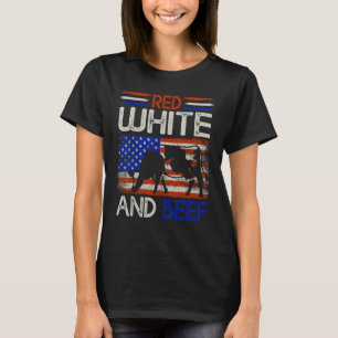 4. Juli Amerikanische Flagge Rind Kuh rot weiß und T-Shirt