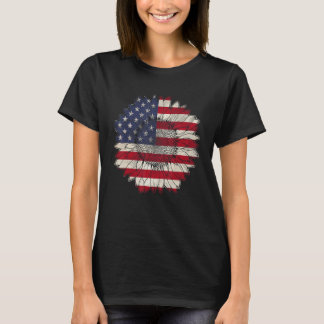 4. Juli Amerikanische Flagge Sonnenblume Patriotis T-Shirt