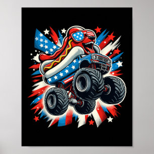4. Juli Amerikanische Flagge USA Hotdog Monster Ki Poster