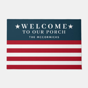 4. Juli Amerikanische Flaggenfamilie Personalisier Fußmatte