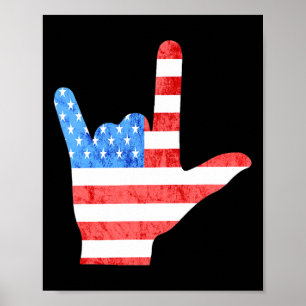 4. Juli Amerikanische Gebärdensprachen Gewissensei Poster