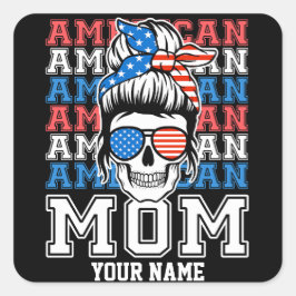 4. Juli Amerikanische Mama Patriotic Personalisier Quadratischer Aufkleber