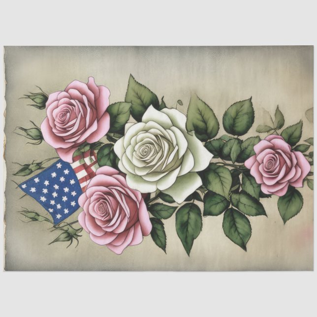 4. Juli Amerikanische Unabhängigkeitsflagge und Ro Seidenpapier (Vorderseite)
