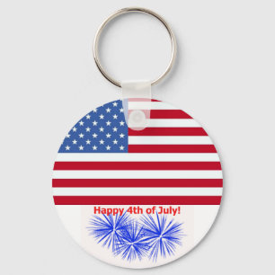 4. Juli amerikanischer Flagge & Feuerwerk Schlüsse Schlüsselanhänger
