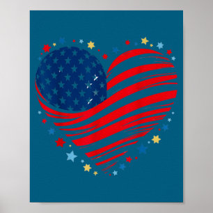 4. Juli Amerikanisches Herz Unabhängigkeitstag Poster