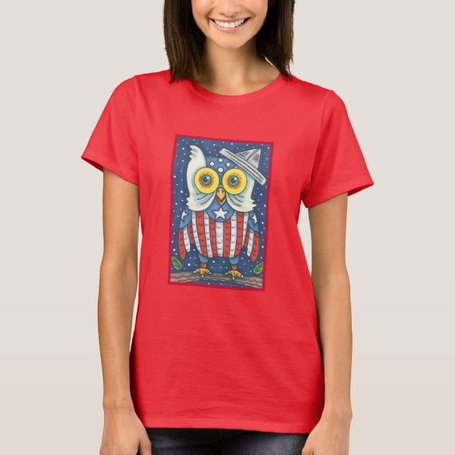 4. JULI - AMERIKANISCHES HOOT OWL, PATRIOTISCHER T T-Shirt (Vorderseite)