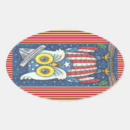 4. JULI - AMERIKANISCHES HOOT OWL STICKERS Oval *B