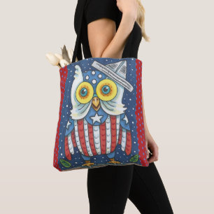 4. JULI AMERIKANISCHES HOOT OWL TOTE BAG Red Tasche