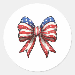 4. Juli Amerikas Coquette Bow Independence Day Runder Aufkleber