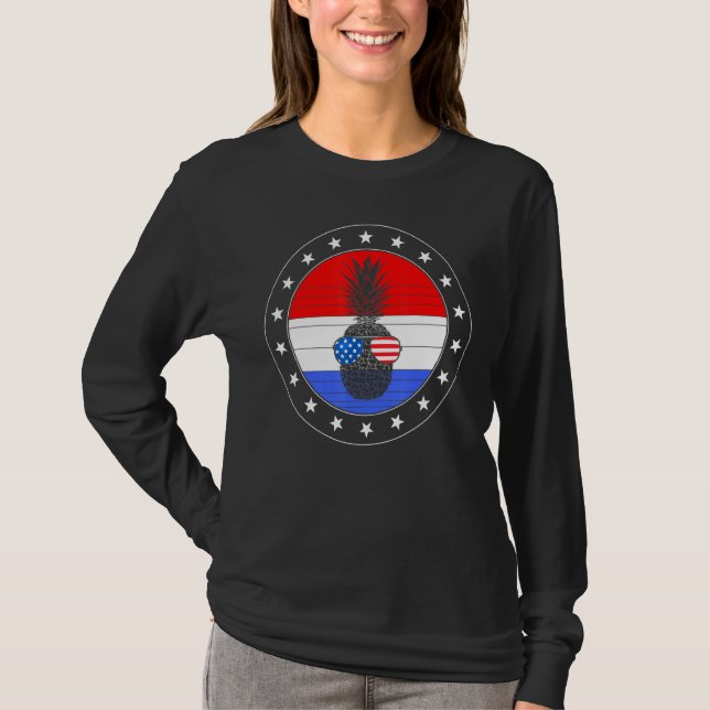 4. Juli Ananas Niedlich Beach Aloha unabhängig T-Shirt (Vorderseite)