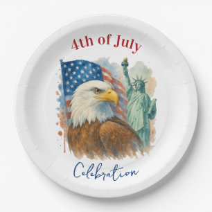 4. Juli Aquarell Adler Patriotisches Party Pappteller