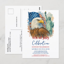 4. Juli Aquarell Adler Patriotisches Party Postkarte