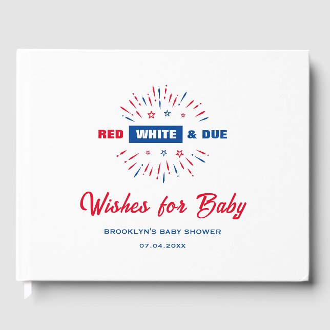 4. Juli Baby Dusche Patriotisch rot weiß und fälli Gästebuch (Vorderseite)