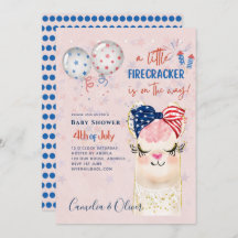4. Juli BABY SHOWER INVITE Firecracker Llama