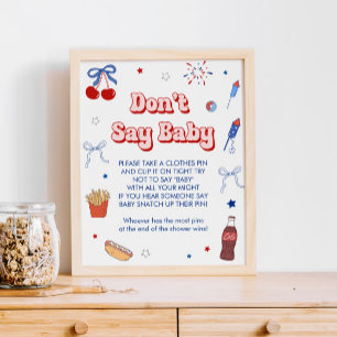 4. Juli Baby Shower Mädchen Sag Nicht Baby Spiel Poster