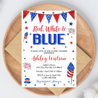 4. Juli Baby Shower Rot Weiß Blau Feuerwerk