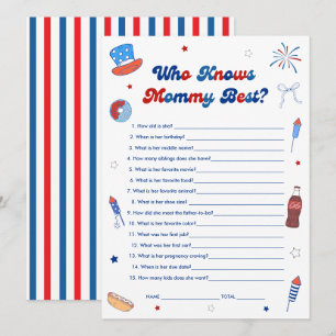 4. Juli Baby Shower - Wer kennt Mama am besten Spi Einladung