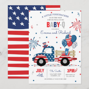 4. Juli Babydusche Baby-Q Baby Dusche Juli GRILLEN Einladung