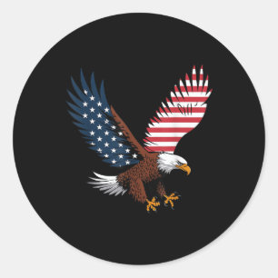 4. Juli Bald Eagle USA American Flag Patriotic Runder Aufkleber