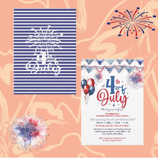 4 Juli Ballon Moderne Kalligraphie Party Einladung