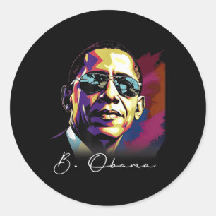 4. Juli Barack Obama Präsident Portrait Patrio Runder Aufkleber