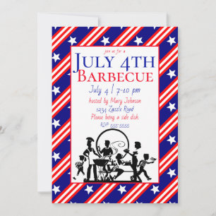 4. Juli Barbecue Stars, Rot, Weiße Streifen Einladung