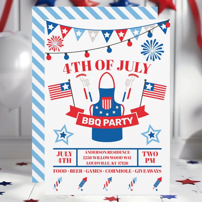 4. Juli Barbeque Schürze Light Blue GRILLEN Party Einladung (Von Creator hochgeladen)