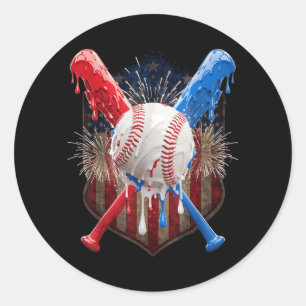4. Juli Baseball-Drip-Eiscreme Patriotisch Runder Aufkleber