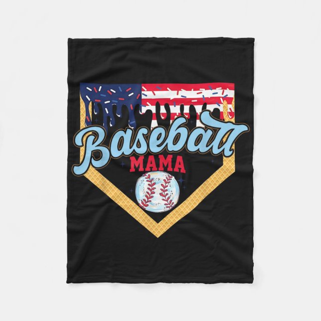4. Juli Baseball Mama Eis Drip Baseball Mama Fleecedecke (Vorderseite)
